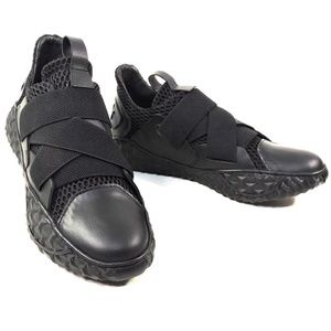 IXOS 🇮🇹 WOMEN'S BLACK LEATHER & FABRIC COMFORT FASHION SUMMER SNEAKERS